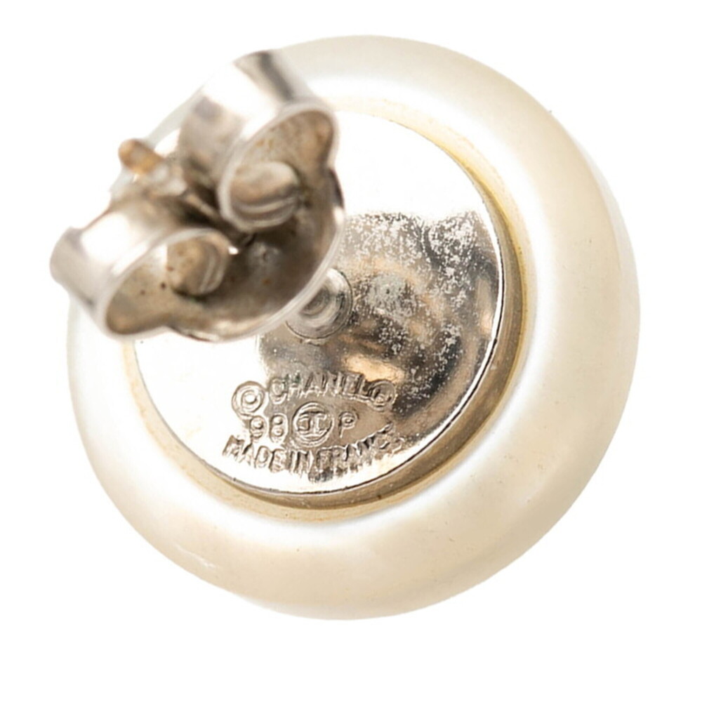 CHANEL White Logo Earrings - Picture 3 of 4